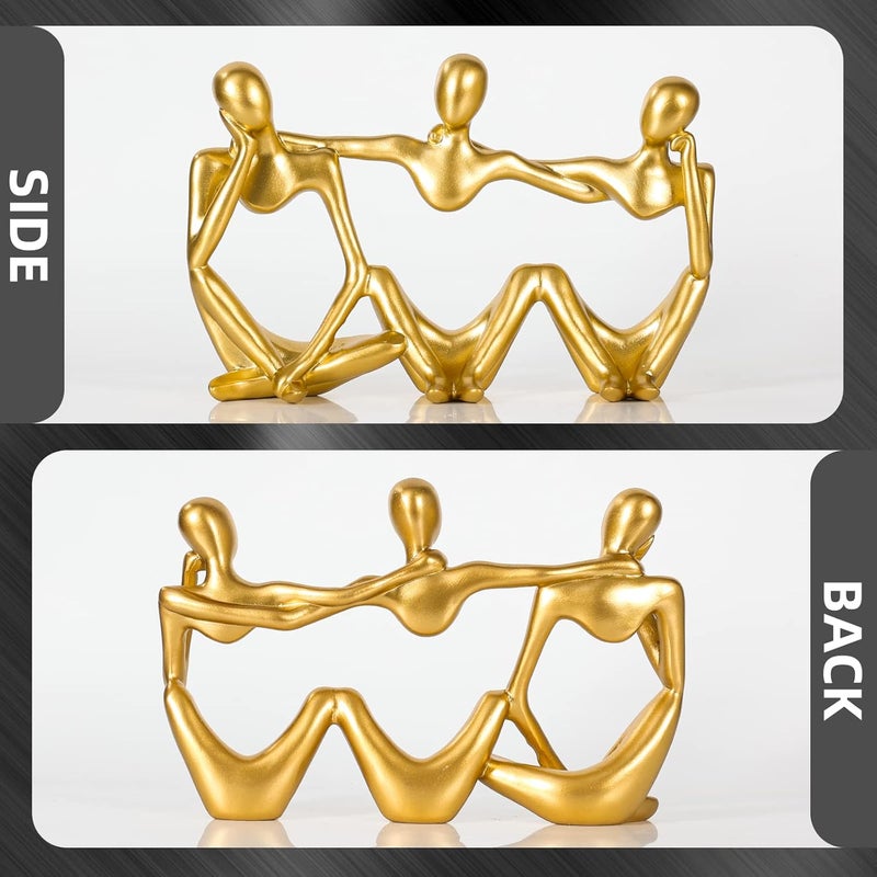 BMLCGJ Thinker Statue Gold Decor Abstract Art Sculpture, Golden Resin Collectible Figurines for Home Living Room Office Shelf Decoration,Great Gifts Ideas (Conjoined Body-Gold) - Image 3